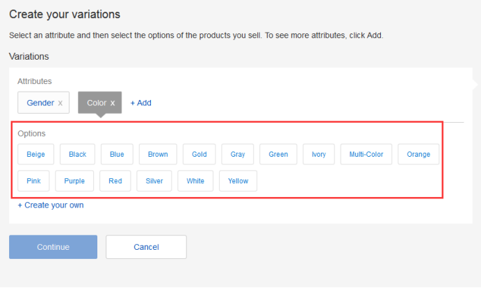 eBay的Listing多属性设置