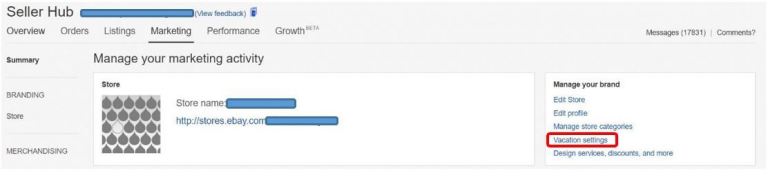 eBay的Marketing-店铺休假设置